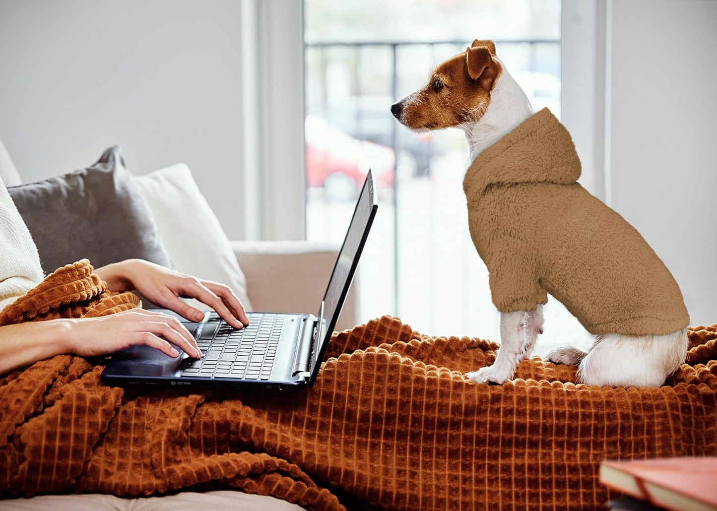 Fuzzy Dog Sweaters for Small Dogs Dog Hoodie Pet Clothes Warm Soft Cozy Coats Hooded Sweatshirt Fleece Small Pet Hoodies Sweater(Coffee-XS)