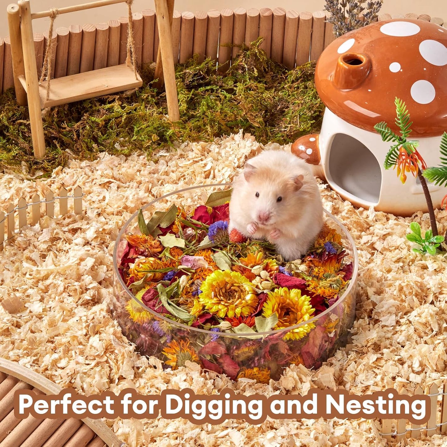 BUCATSTATE 5L Natural Flower & Hamster Bedding Soft Natural Bedding for Hamster Enrichment for Small Pets & Dwarf Syrian Hamsters, Gerbils, Mice,