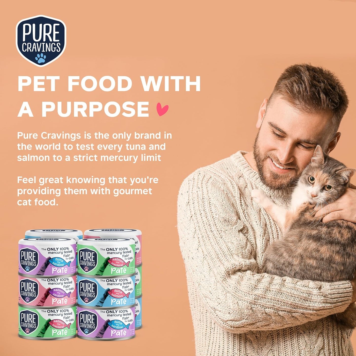 Pate, Canned Wet Cat Food, 100% Mercury-Tested, Moist Can Fish, Grain-Free Protein, Non-GMO, Variety Pack of 12-3X Tuna/Salmon, 3X Tuna/Pumpkin, 3X Tuna/Sardine, 3X Salmon/Sardine
