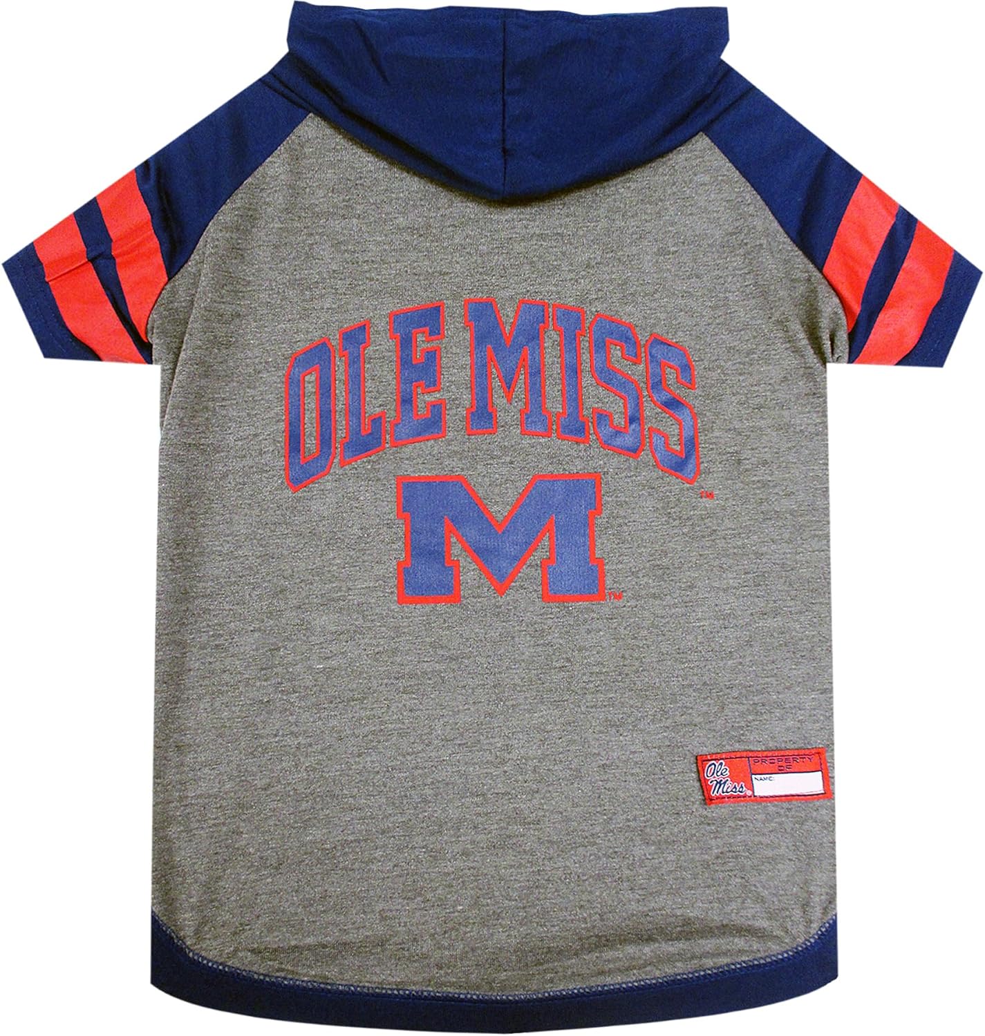 NCAA Mississippi OLE Miss Rebels Hoodie for Dogs & Cats, Small Collegiate Licensed Dog Hoody Tee Shirt. Sports Hoody T-Shirt for Pets. College Sporty Dog Hoodie Shirt.