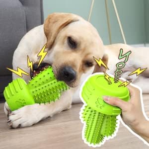 Dog Chew Toys Dog Toothbrush Stick Teeth Cleaning Brush Dental for Small Medium Large Dog, Rubber Squeaky Toys for Aggressive Chewers Cactus Tough Toys