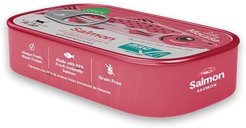 Open Farm, Canned Cat Food Topper, Silky Mousse Made with 95% Responsibly Sourced Icelandic Fish, Grain & Legume Free, Salmon Recipe, 3.17oz Cans (Pack of 17)