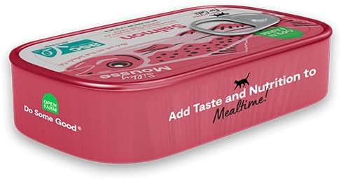 Open Farm, Canned Cat Food Topper, Silky Mousse Made with 95% Responsibly Sourced Icelandic Fish, Grain & Legume Free, Salmon Recipe, 3.17oz Cans (Pack of 17)