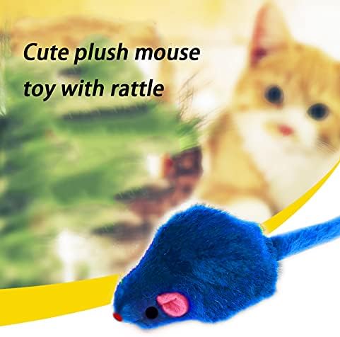 Furry Cat Toys Mice Rattle Interactive Mouse Toy for Indoor Cats Catnip Ball Pet Play Fur Ball Rabbit Assorted Color