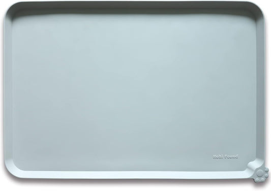 Hoki Found XX-Large Silicone Pet Food Mats Tray - Non Slip Pet Dog Cat Bowl Mats Placemat - Pet Water Mats for Carpet -Dog Pet Cat Feeding Mat - Waterproof Dog Cat Food Mats -Battleship