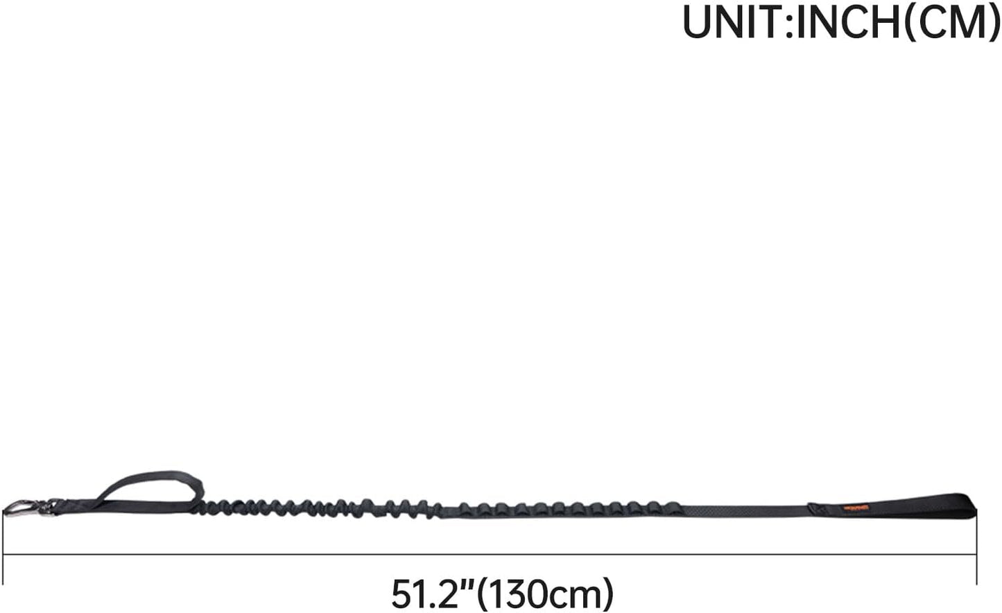 EXCELLENT ELITE SPANKER Tactical Bungee Dog Leash Military Adjustable Dog Leash Quick Release Elastic Leads Rope with 2 Control Handle(Black