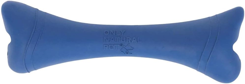 Only Natural Pet Rubber Boredom Buster Treat Stuffer Dog Toys - Interactive Stuffable Feeder Dispenser Fillable Durable Play Puppy Medium Large XS Chew Pup Hide Holder Easy Refill -BobbleBone/DarkBlue