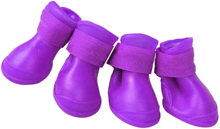 4Pcs Silicone Dog Boots, All Weather Non Slip Dog Rainshoes Boots Shoes for Hot Pavement, Snow, Mud, and Rain (S)