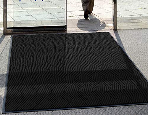 WaterHog Diamond | Commercial-Grade Entrance Mat with Rubber Border – Indoor/Outdoor, Quick Drying, Stain Resistant Door Mat (Medium Brown, 3' x 12')