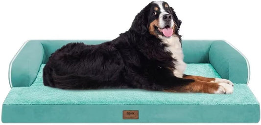 Large Dog Bed Orthopedic Washable, Orthopedic Dogs Bed with Removable Bolsters, Washable Beds for Large Dogs, Waterproof Pet Beds and Non-Slip Bottom, Extra Aqua Blue XXXLarge Dog Sofa
