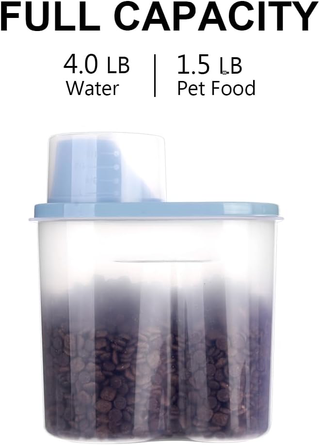 GreenJoy 2 Pack 2lb/2.5L Pet Food Storage Container with Measuring Cup, Can Covers and Bowl for Small Dog, Cat, Waterproof-BPA Free (Pink 1.8L)