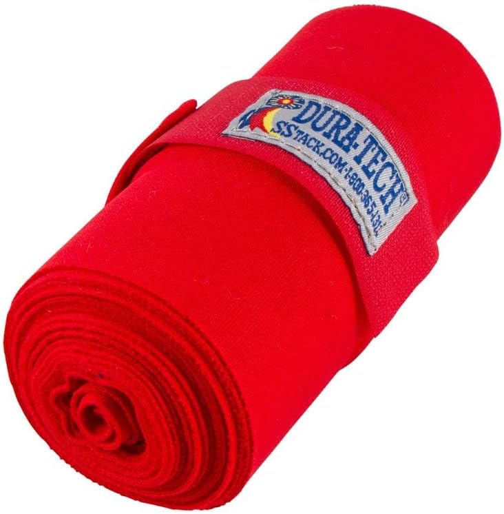 Dura-Tech Standing Wraps for Horses | Color Red | Optimal Comfort & Support | Ideal for Post-Exercise & Trailering | Right Tension Application | Secure Closure