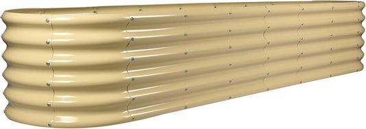 Land Guard 8×2×1.5ft Galvanized Raised Garden Bed Kit, Raised Garden Boxes Outdoor, Oval Metal Raised Garden Beds for Vegetables, Cream Yellow
