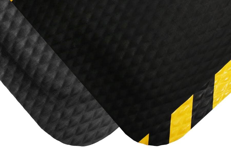 American Floor Mats Hog Heaven 5/8 inch Black & Yellow Border 5' x 6' Nitrile Backed Anti-Fatigue Comfort Mat
