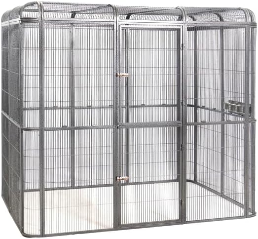 SENY Heavy Duty Large Walk-in Bird Aviary Cage, 79H x 86W x 62D inches, for Parrots, Macaws, Cockatoos, Reptiles, Dogs, Birds Flight Cage. (Silver Black, Wire Size: 0.20")