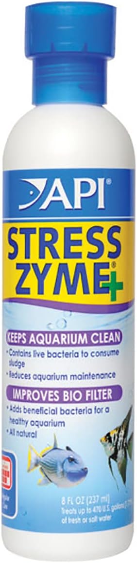 API STRESS ZYME Bacterial cleaner, Freshwater and Saltwater Aquarium Water Cleaning Solution, 8 oz