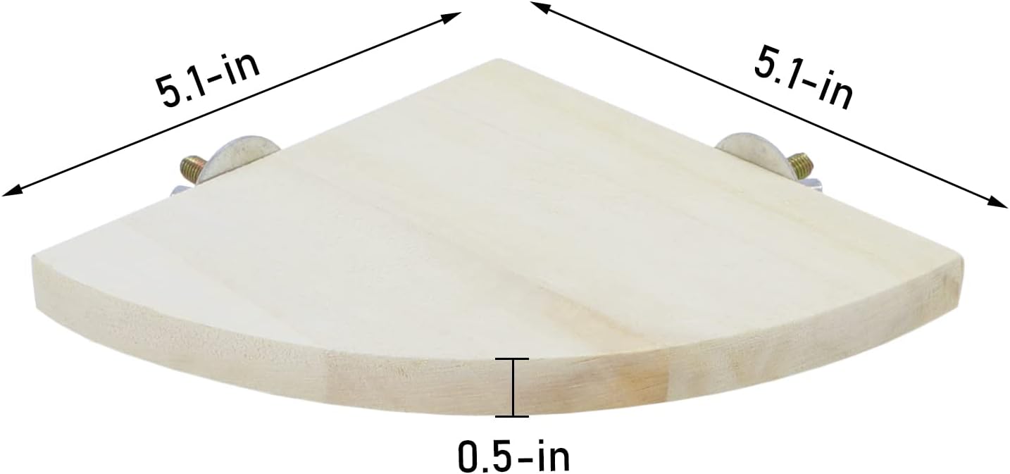 Wontee Bird Perch Stand 2 Pack Wooden Platform Corner Ledge for Budgies Cockatiels Conures African Greys Rats Gerbils Chinchillas Squirrels (S (5.1"x5.1")