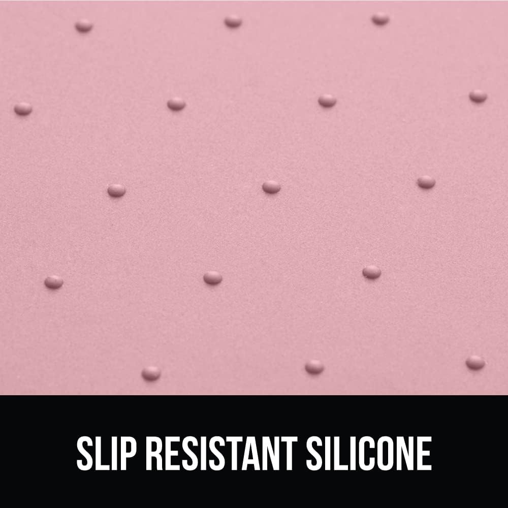 GORILLA GRIP 100% Waterproof Raised Edge BPA Free Silicone Pet Feeding Mat, Dog Cat Food Mats Contain Spills Protects Floors, Placemats for Cats and Dogs Water Bowl, Pets Accessories 32x24 Pink