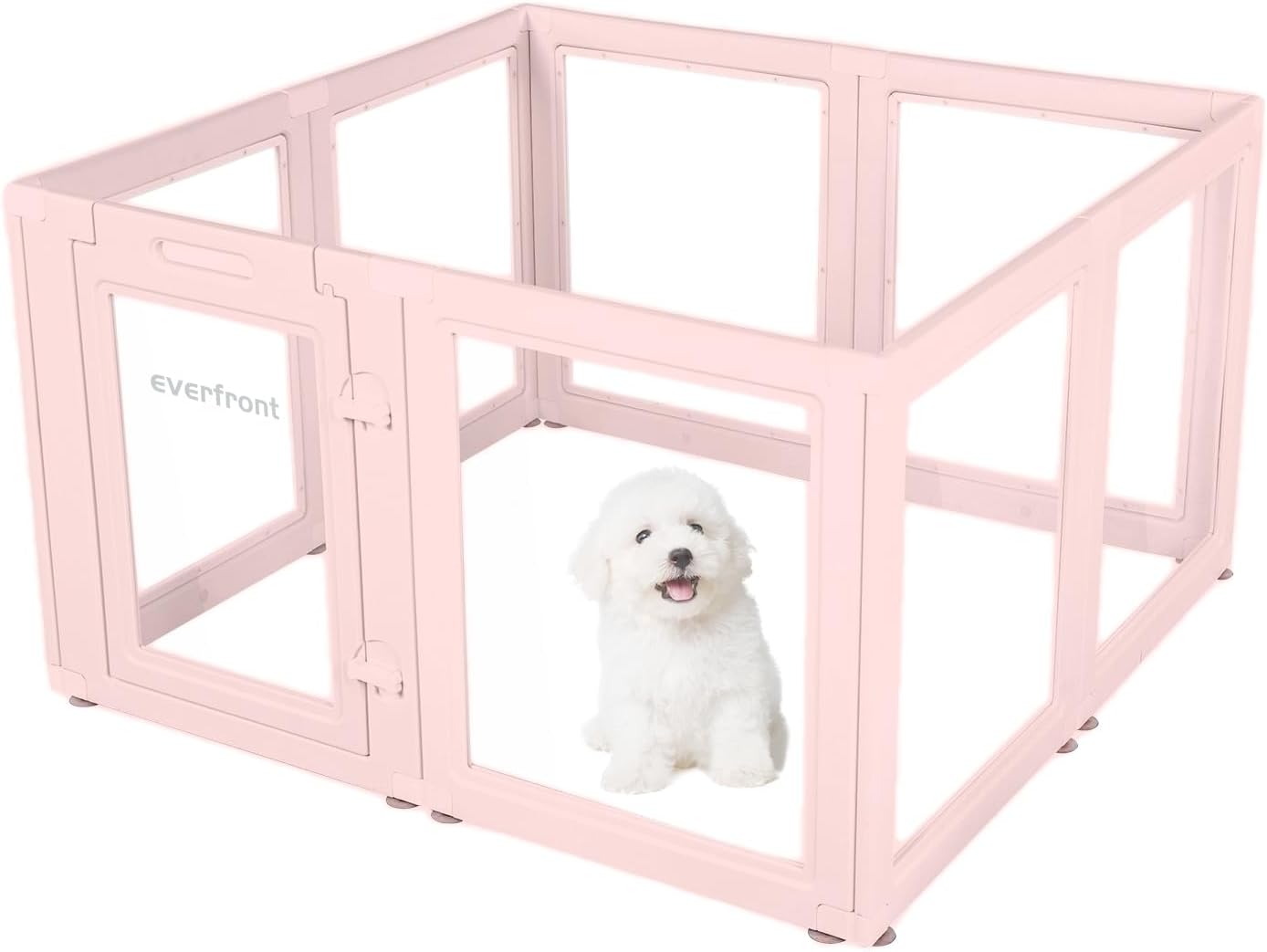 Clear Acrylic Plastic Dog Playpen - Clear Dog Play Pen - Easy Assemble Acrylic Dog Playpen - Puppy Playpen, Cat Playpen, Small Animal Playpen, Dog Play Pen Indoors (Pink-23.6" H, 8PCS)