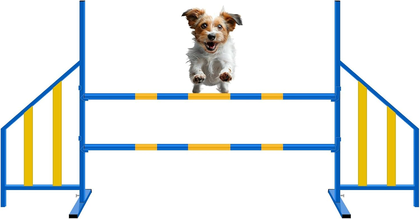 Agility Wing Jumps with Bar Dog Training Hedge Adjustable Pet Hurdles Jump Bars for Indoor Outdoor Dog Pet Agility Course Game