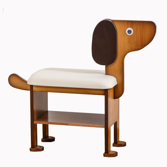 latifolia Puppy Shoe Bench, 2-Tier Solid Wood Entryway Organizer, Cute Pet-Shaped Shoe Bench for Hallway & Living Room(19.68 inch)