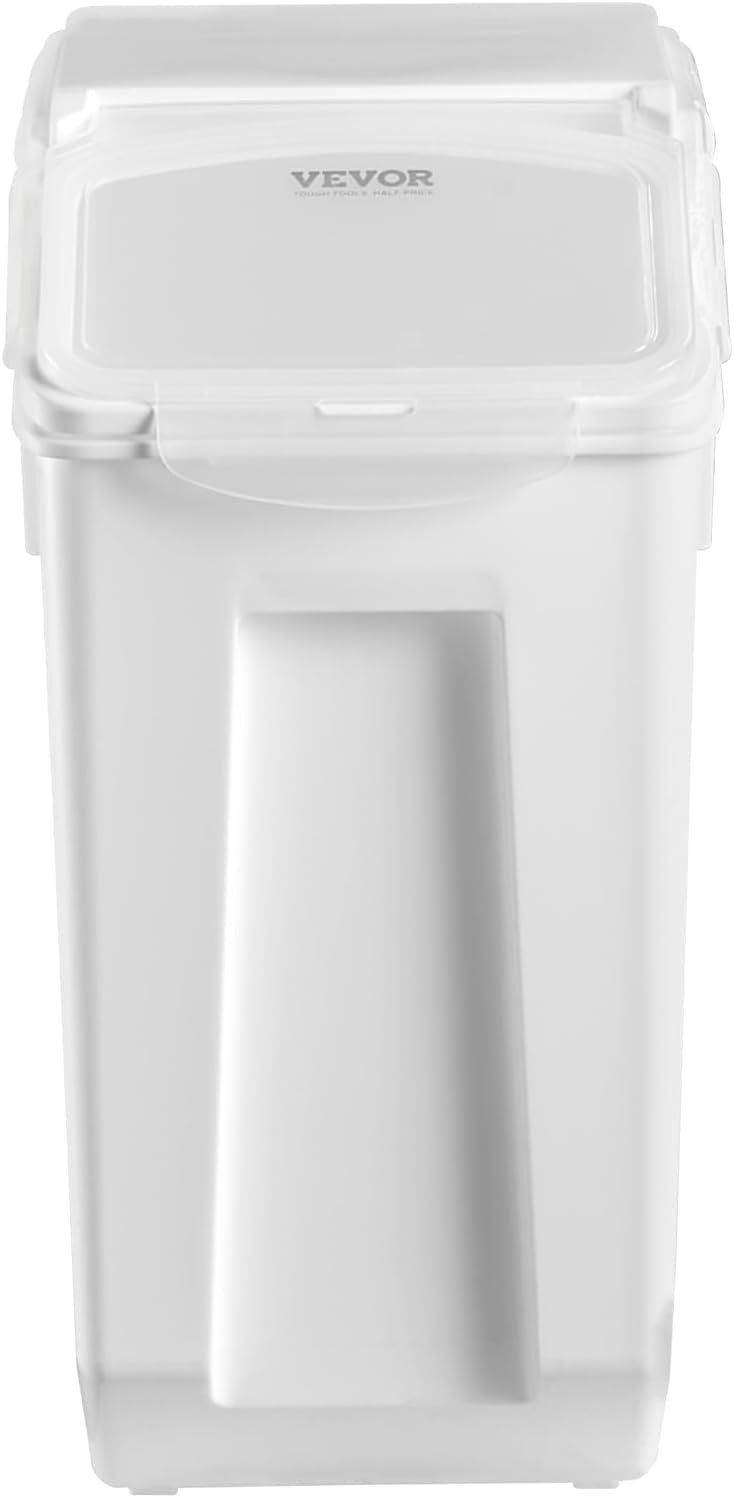 VEVOR Rice Storage Container, 4.5Gallon/20L x2 Capacity Large Dog Food Dispenser Bin, Kitchen Ingredient Grain Cereal Flour Bin, Pet food Containers with Wheels, 2 Measuring Cups, Airtight Lid, 2 Pack