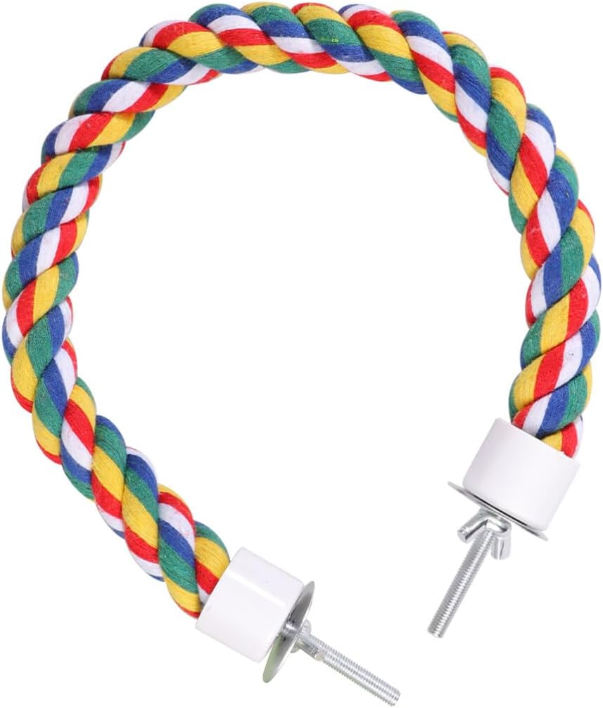 Colorful Bird Rope Perch Stand, Birdcage Swing Spiral Toys, Bird Bungee Rope Perches Toys Cage Accessories for Cockatiels Parrot Birds (60CM/23.6inch)