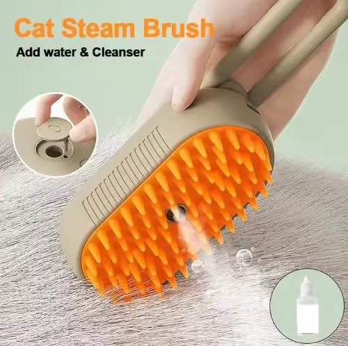 3-in-1 Cat Grooming Brush – Water Spray & Self-Cleaning Shedding Brush for Cats & Dogs – Pet Hair Removal & Massage Comb for Long & Short Hair (White). (White)