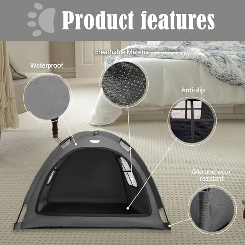 Cat and Dog Outdoor Waterproof Tent House - Indoor/Outdoor Cave Nest Bed for Small Dogs, Cats, Bunnies - Washable (Gray, Small)