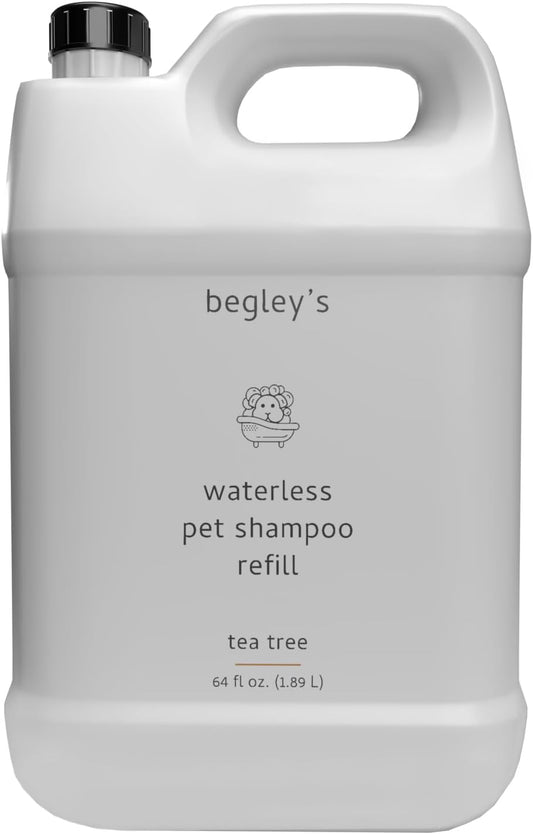 Begley’s No Rinse Waterless Pet Shampoo, Bathless Cleaning, Deodorizing, and Odor Removal for a Shiny, Fresh Smelling Coat - Effective for Dogs, Puppies, and Cats - Refill, Fresh Tea Tree