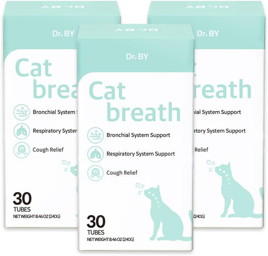 Dr.by Cat Breath Bronchial Supplements Cat Sneezing Treatment Asthma Cold Cough Nose Relief Respiratory&Immune Support with TF-343-30 lickable Formula Individually Packaged, Chicken (3 Packs (25.5OZ))