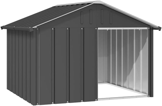 vidaXL Anthracite Dog House | Durable Galvanized Steel Construction | Outdoor Weather Resistant Roof | Open Entrance for Easy Access