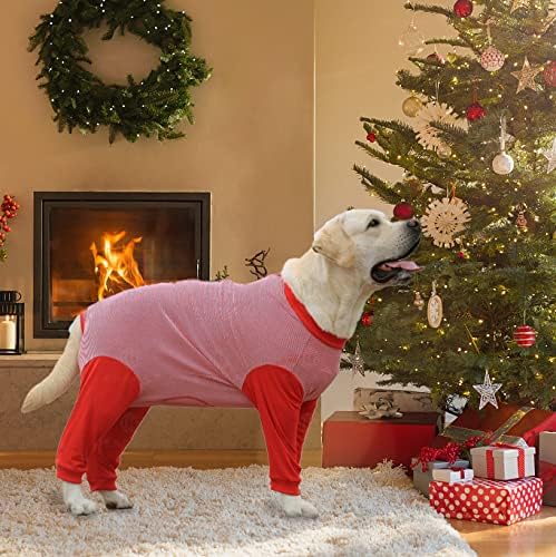Yeapeeto Dog Onesie Surgery Recovery Suit for Large Medium Bodysuit Dogs Pajamas PJS Full Body for Shedding, Prevent Licking, Wound Protection, Cone Alternative (X-Large, Red)