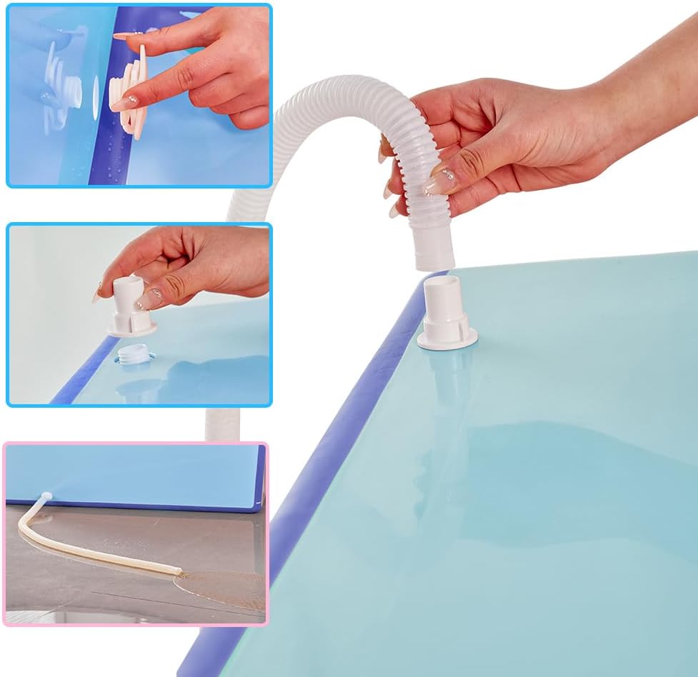 Portable Dog Bathtub for Large Dogs - 48.4Gal Foldable Pet Wash Station with Drain Plug, Insulated & Non-Slip Design for Indoor/Outdoor Bathing, Grooming, Camping（Blue）