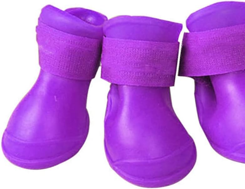 4Pcs Silicone Dog Boots, All Weather Non Slip Dog Rainshoes Boots Shoes for Hot Pavement, Snow, Mud, and Rain (S)