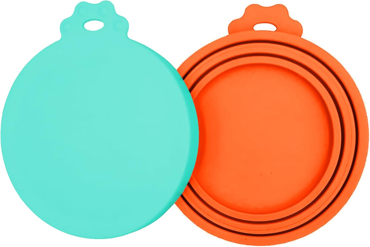 2 Pack Pet Food Cans Lids, Silicone Food Can Covers for Dog and Cat, BPA Free/Food Safe/Universal, One Fit Most Standard Size Food Can Top Teal/Orange, CWGTG01