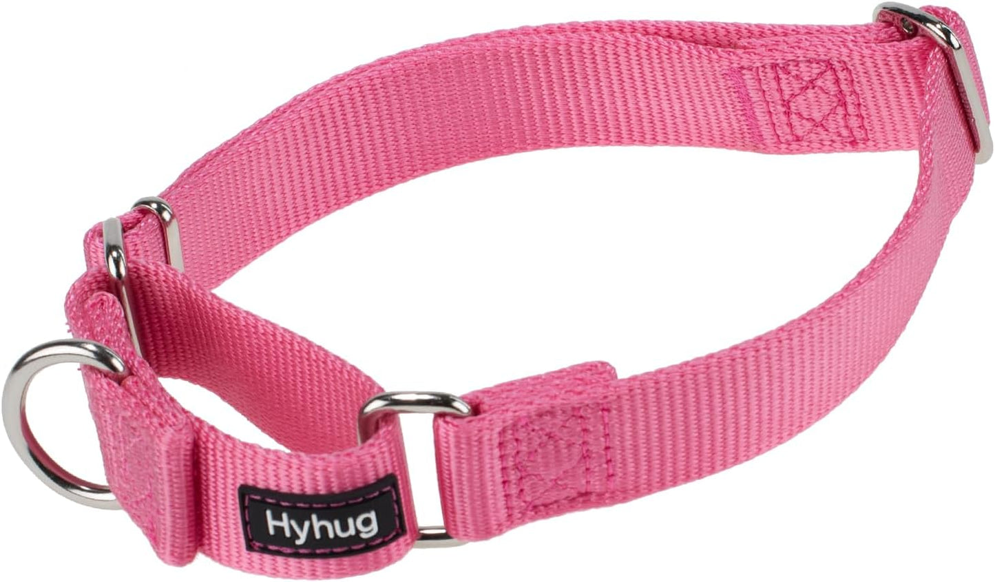 Hyhug Improved Design Nylon Webbing, Cold Water Washing Does Not Fade, Not Polluting Dog Hair, Wear Resistant and Not Prone to Fuzzing. No Slip Training Martingale Collar (Candy Pink, Medium)