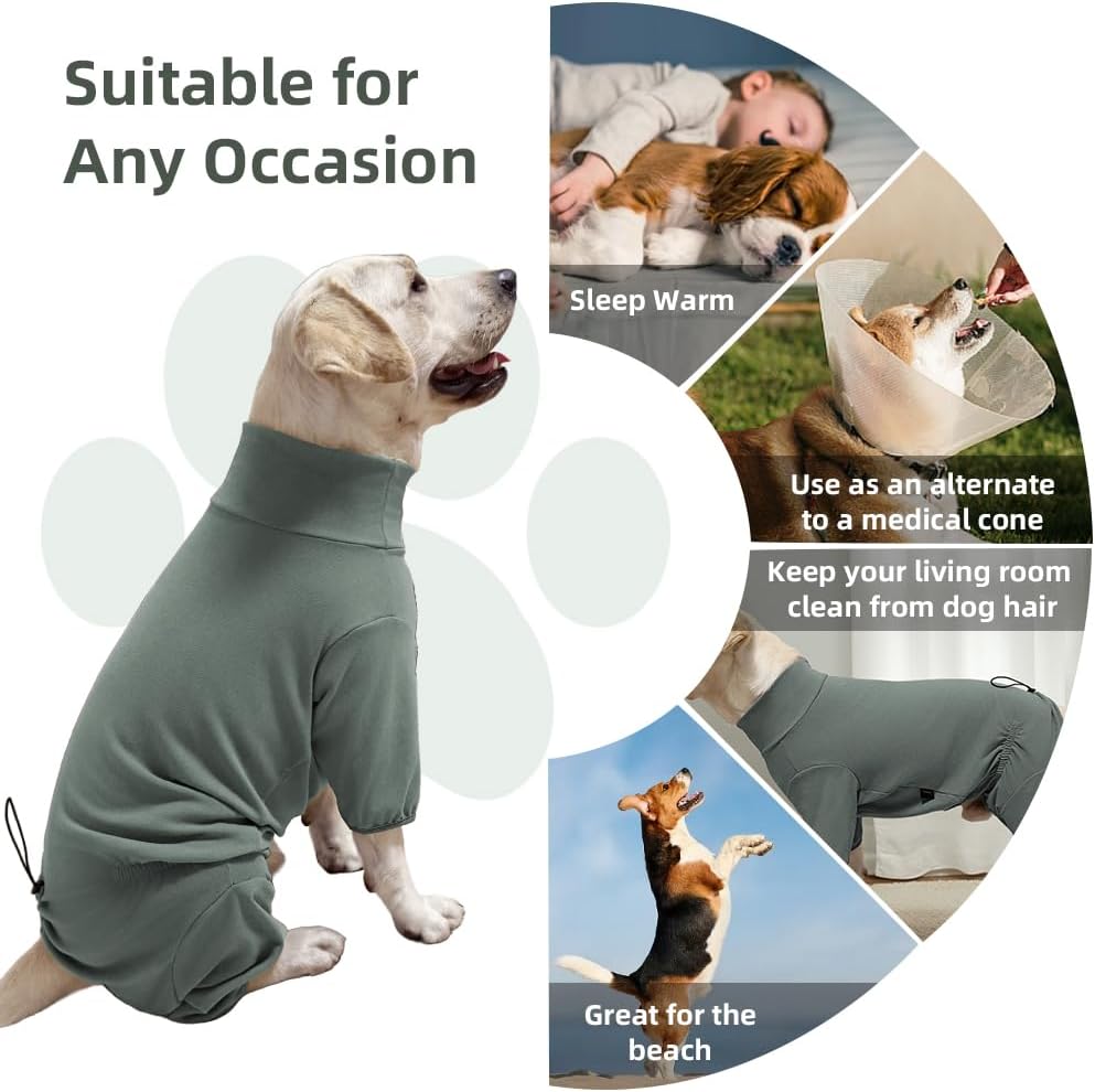 Dog Pyjamas PJS Sweater Clothes and Home Clothing Suitable for Medium to Large Breeds of Dogs, Dog Neutering Suits, Extra-Large Stretch Fabric, Four-Legged Clothes (Thickened Green, 4XL)