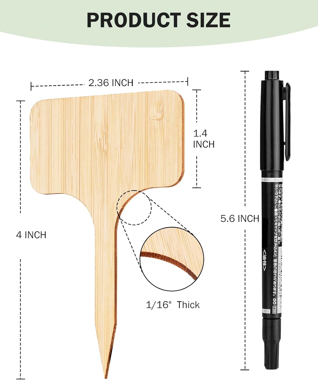 Homenote Bamboo Plant Labels 100Pcs Plant Tags for Seedlings T-Type Tags for Plants Outdoor Garden Markers Vegetable Seedling（2.36 * 4“