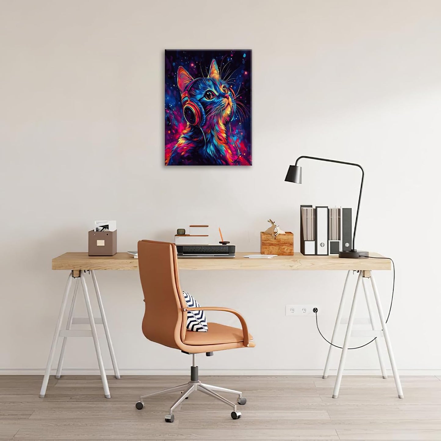 Cat Wall Art Canvas Fantastic Animal Wall Decor Prints Framed Painting Colorful Pictures Gifts Artwork for Bathroom Living Dining Kitchen 12"x16"