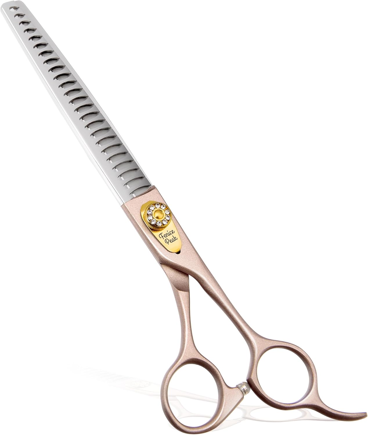 Fenice Peak Thinning Shears for Dogs and Cats Rose Gold Pet Grooming Scissors Chunkers Shears 440C Stainless Steel Professional Dog Trimming Scissors 8''