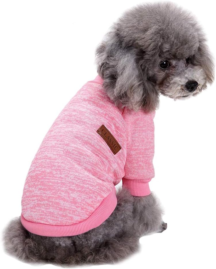 Jecikelon Dog Clothes Dogs Sweater Soft Puppies Clothing Winter Puppy Sweaters Warm Outfit for Dogs Small XXS XS Cat Apparel (Pink, L)