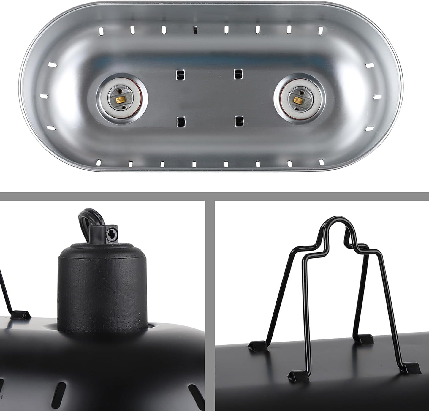 DXOPHIEX 15 inch Dual Reptile Light Fixture, Max 150W Dual Dome Reptile Heat Lamp with 100W Basking Bulb&Infrared Heat Lamp, UVB Light Fixture for Terrarium and Tortoise Habitat