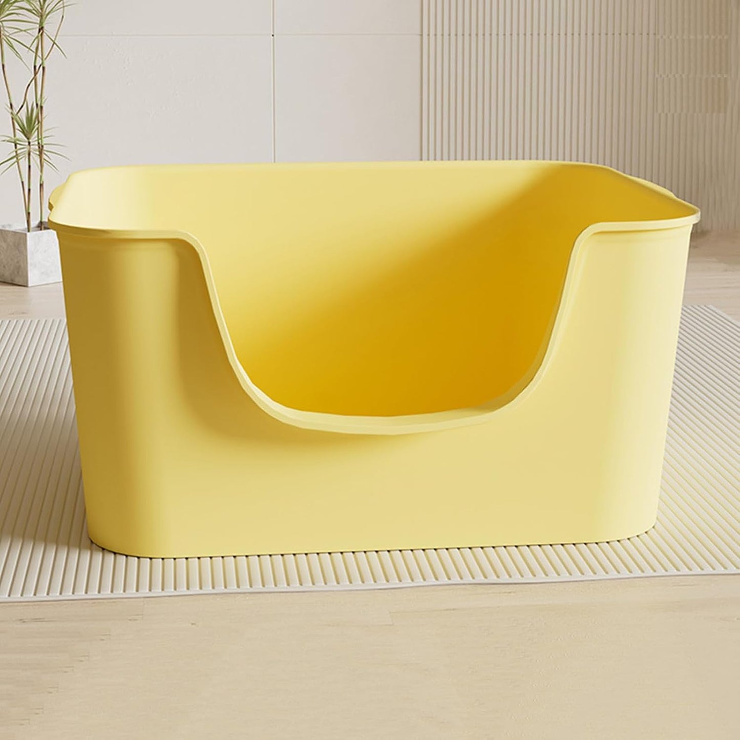 Small Cat Litter Box with High Sides,Cat Boxes for Indoor Cats,Cat Litter Pan for Kitty,Litter Box with Low Entry,Easy to Clean,Anti-Splashing (Grey)