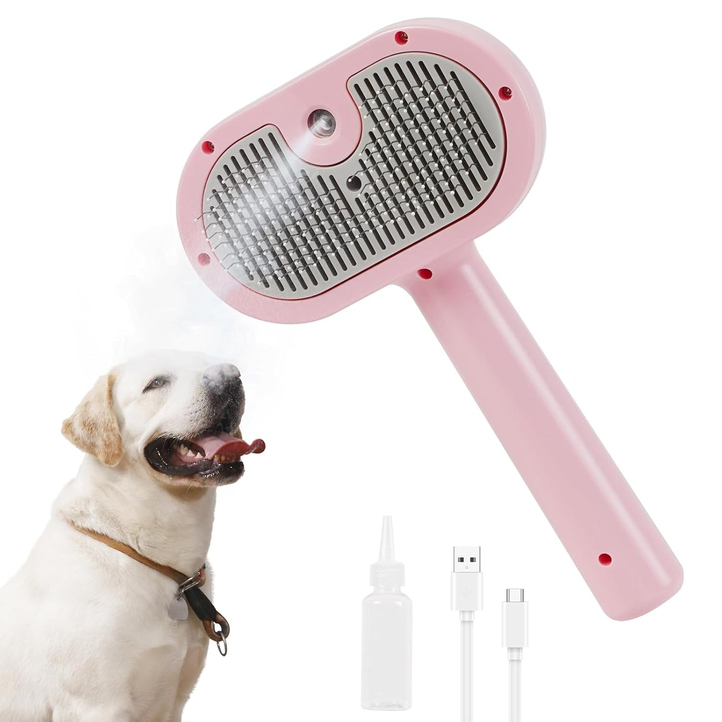 Cat Steam Brush-3 in 1 Pet Brush,Dog Shedding Tool Self Cleaning Pet Spray Depilation Comb with Release Button,Dog Steam Brushs,Cat Grooming Supplies for Long Short Haireds