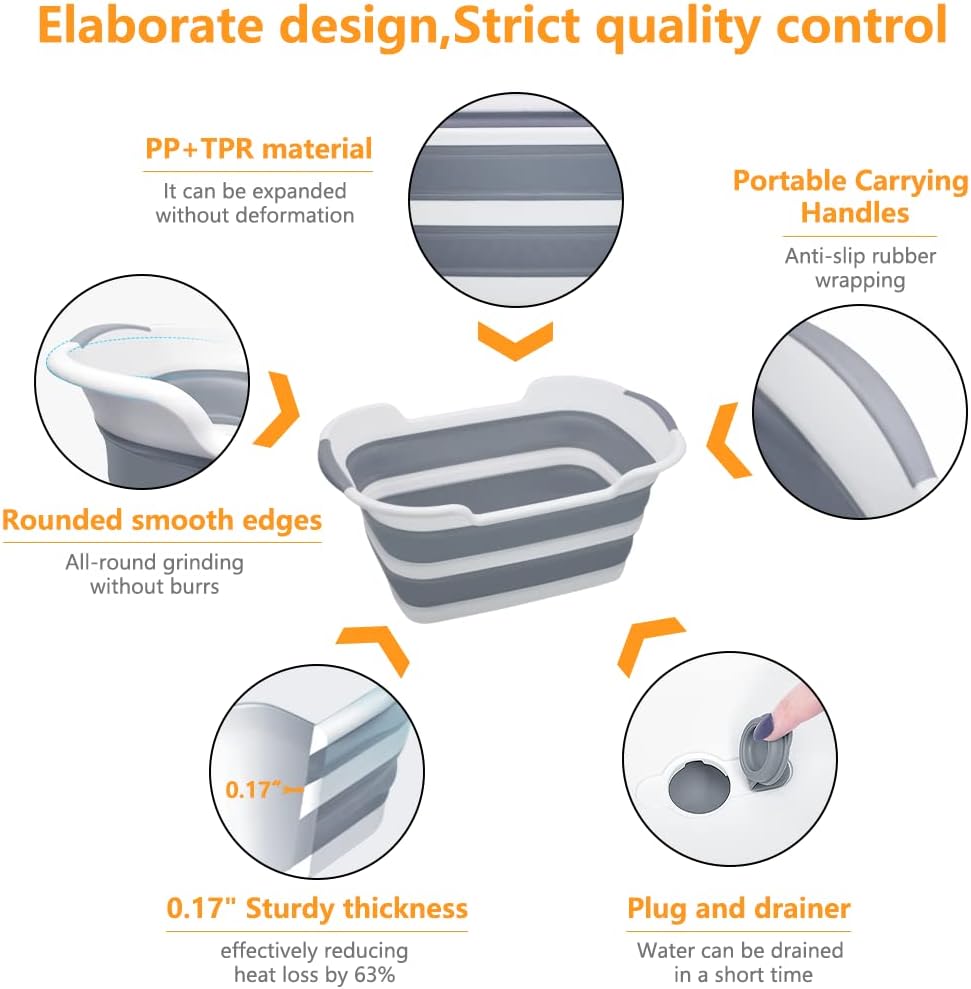 Multipurpose Collapsible Pet Bathtub with Drainage Hole for Puppy Small Dogs Cats, Portable Laundry Basket-Foldable Bathing Tub-Storage Organizer, 7.1 Gal/27L (Green,1)