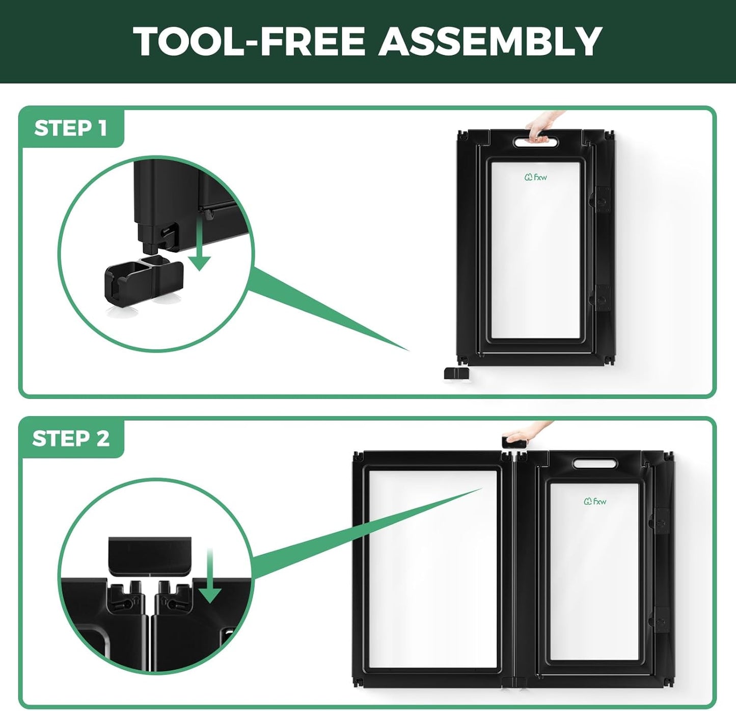 FXW AuraSpace Acrylic Indoor Unleashed Dog Playpen for Medium Dogs, 35 Inch, 10 Panels, Black