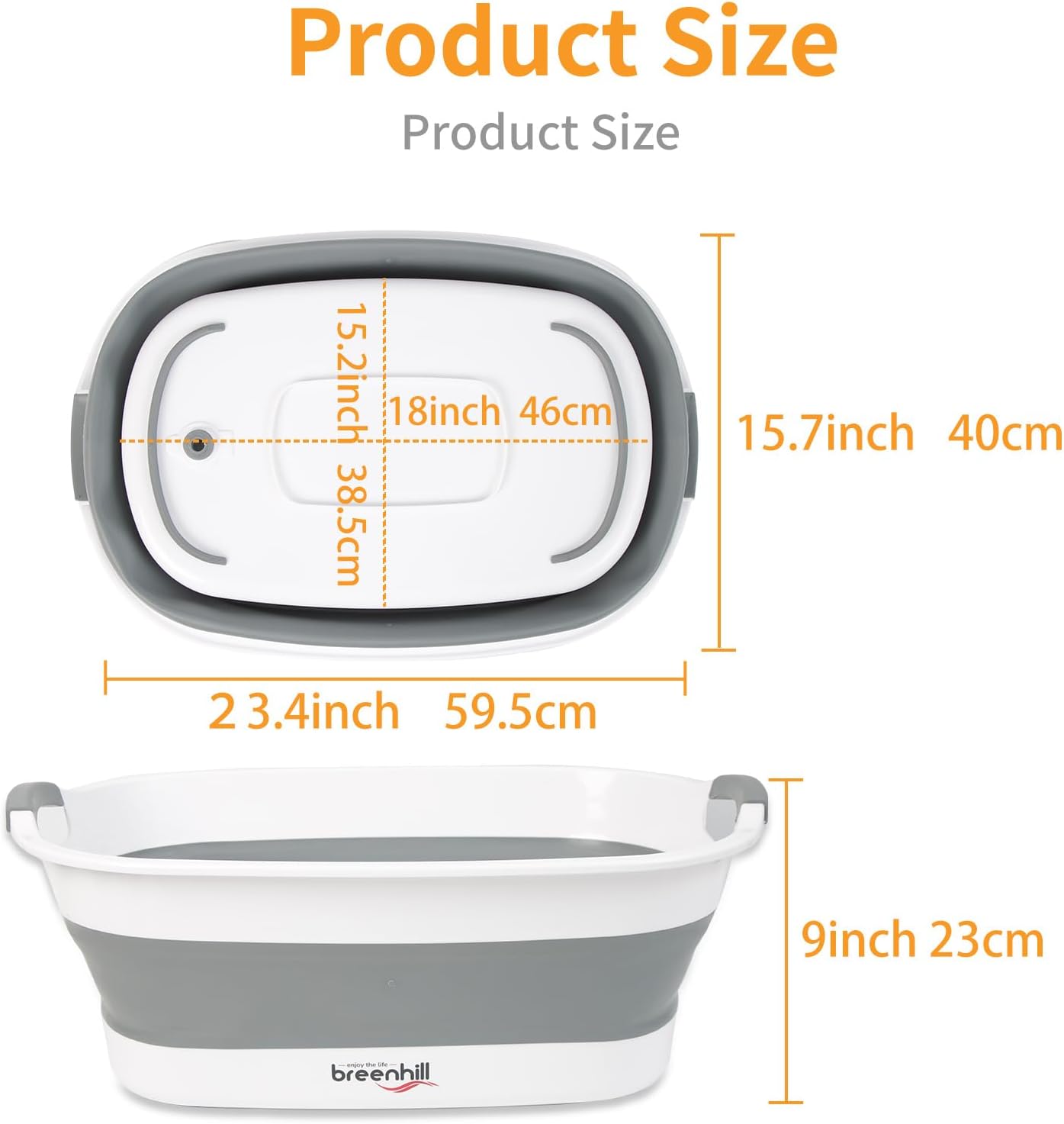 Collapsible Dog Bath Tub for Small Dogs & Cats, Portable Puppy Bath Tub with Water Drain Plug, Space Saving Foldable Pet Bathtub for Indoor & Outdoor Use, Grey