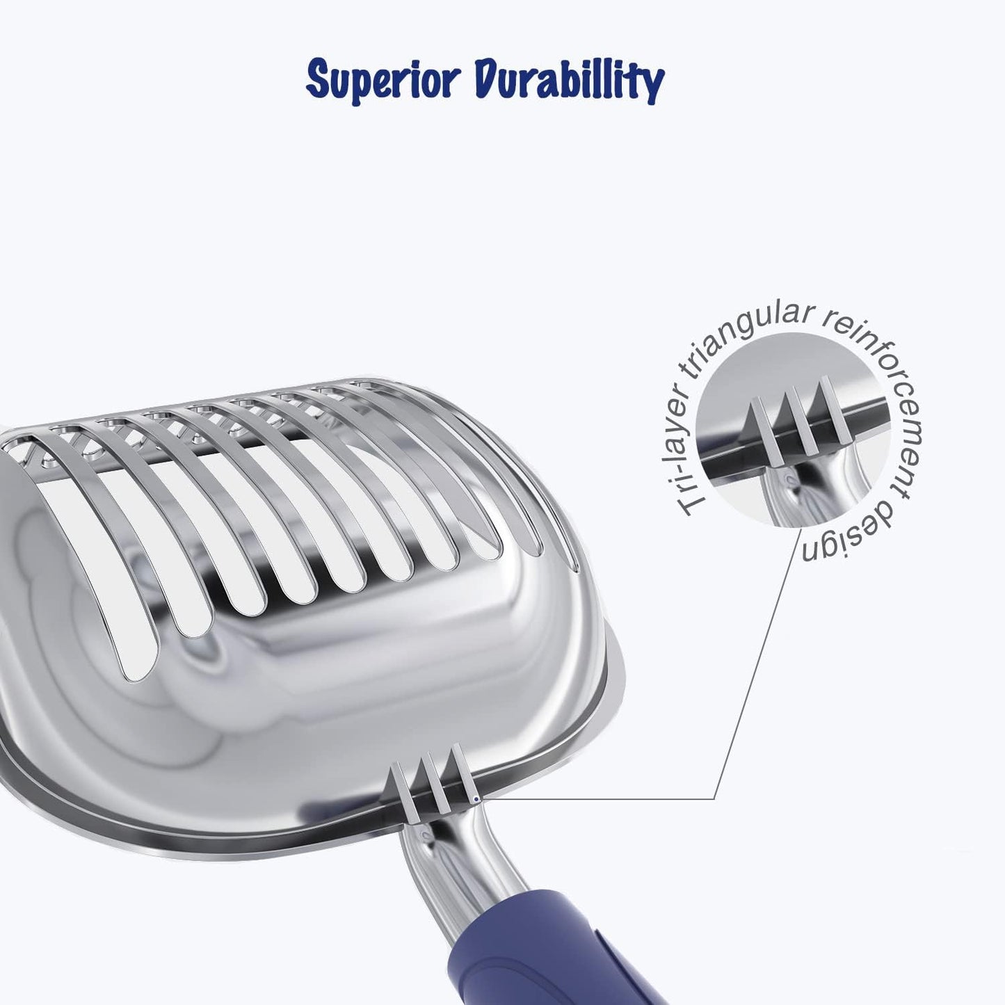 WePet Cat Litter Scoop, Aluminum Alloy Sifter, Kitty Metal Scooper, Deep Shovel, Long Handle, Poop Sifting, Kitten Pooper Lifter, Durable, Heavy Duty, for Litter Box