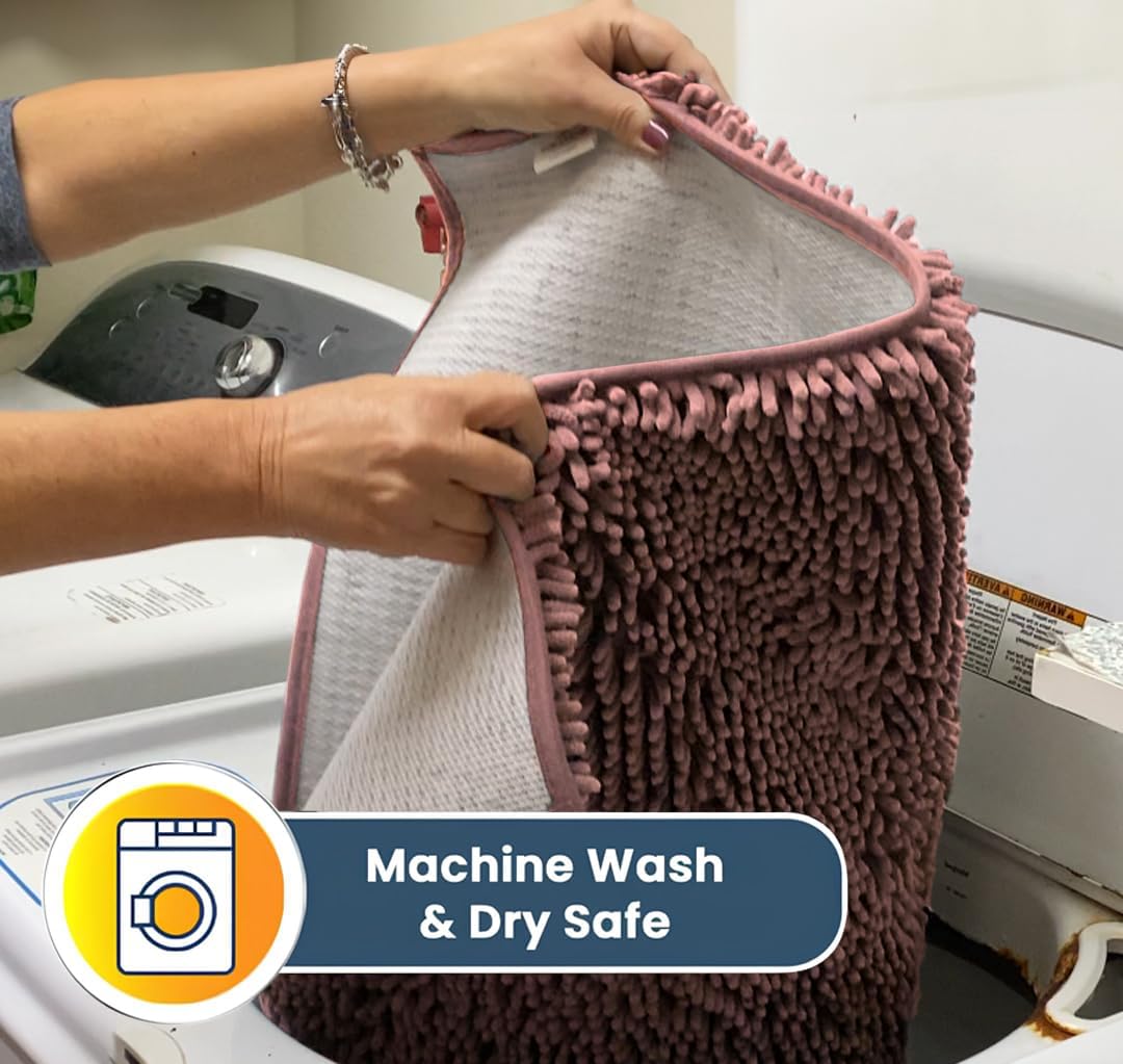 Muddy Mat® Original Dog Door Mat for Muddy Paws, Super Absorbent Microfiber, Non-Slip Washable Pet Rug, Quick Dry Chenille Entryway Carpet, Machine Washable Indoor Outdoor mat, Pink 48"x72"